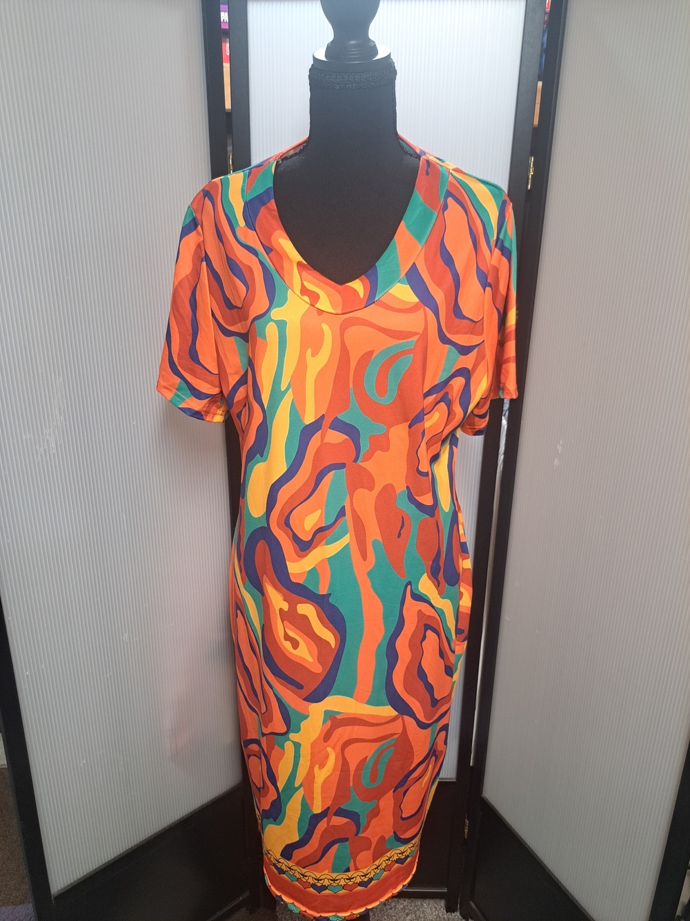 Vibrant Multi-Color Abstract Print Women's Dress